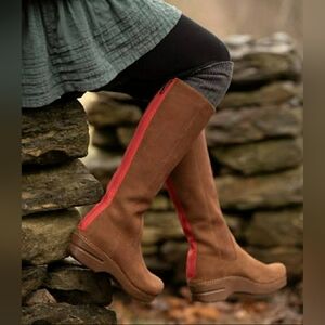 Shelbie Dansko Pro Clog Boot Equestrian Knee High Tall Suede Zipper 37 38 40